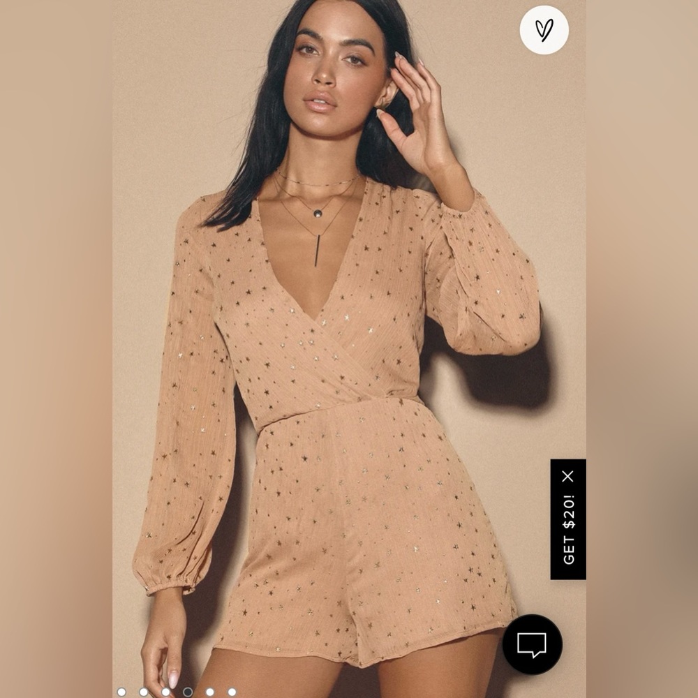 Lulu’s Whimsical Dreams Blush Star Print Surplice Romper *SOLD OUT ONLINE*